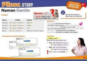PILOSA.STUDY Lernkarte: B1 Grammatik - Genitiv der Nomen