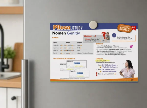 学習カード:属格 冷蔵庫 PILOSA.STUDY 属格学習カード - どこでも見える、例えば冷蔵庫などに